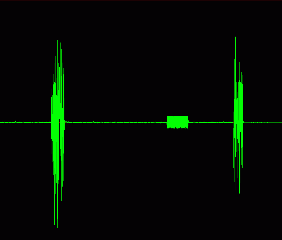 Squelch tail of
                  a signal going into Farnsworth as heard by a user
                  listening to Scotts