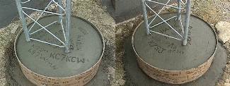 The pads on the tower bases, with callsigns etched for posterity - small version